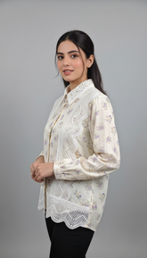 Floral Lace Panel Shirt
