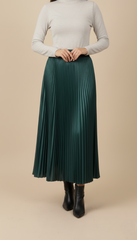 Emerald Green Pleated Midi Skirt