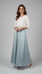 Sky Blue Satin Skirt