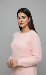 Cream/Pink Floral Sweater