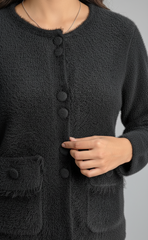 Beige & Black Bouclé Cardigan