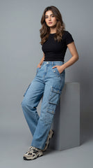 Wide-Leg Cargo Jeans