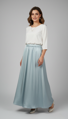 Sky Blue Satin Skirt