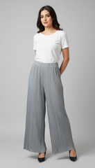 Grey Pleated Wide Leg Trouser