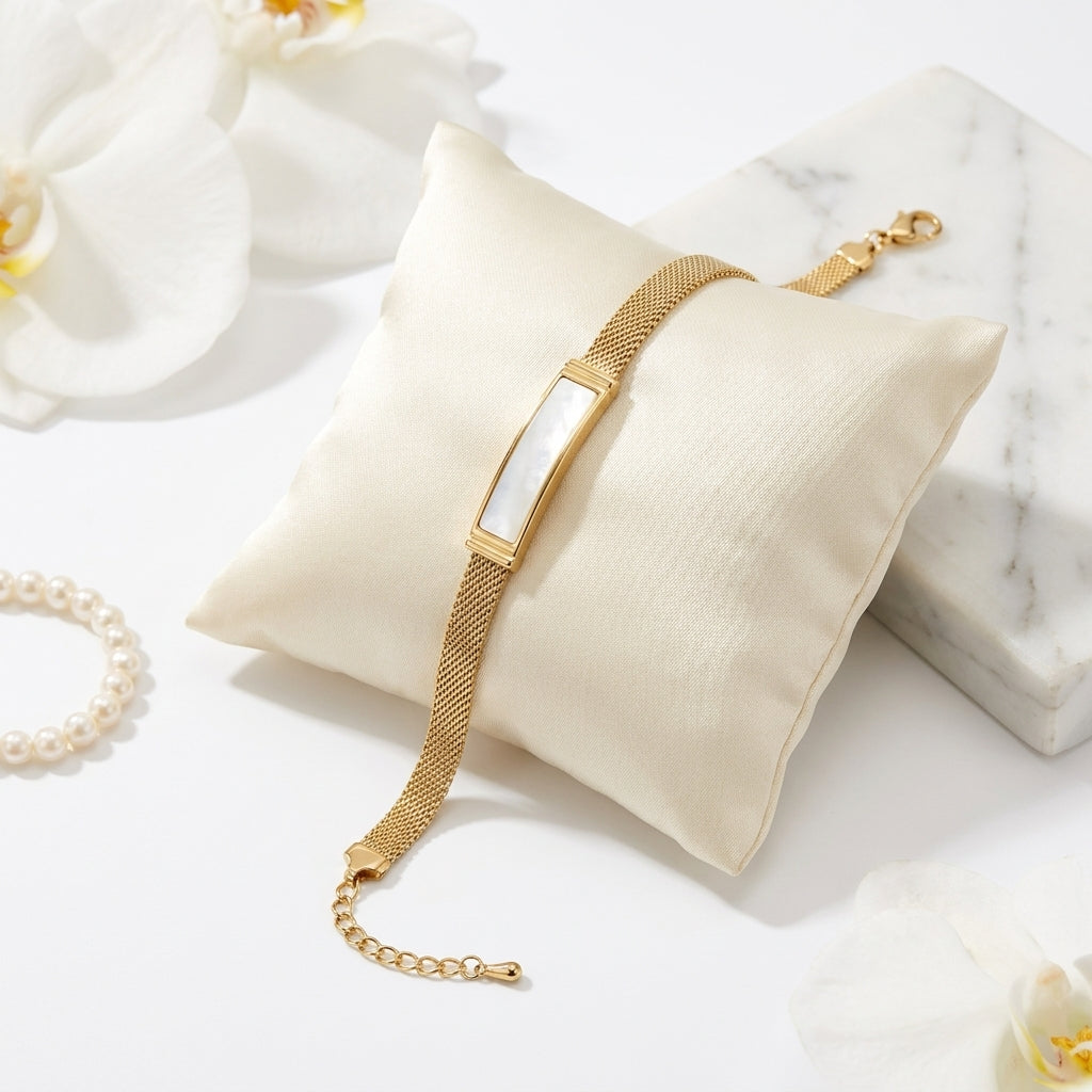 Mother of Pearl Mesh Bracelet