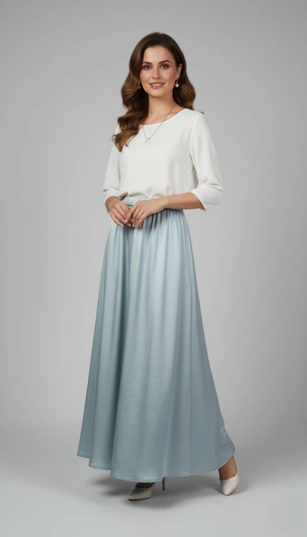 Sky Blue Satin Skirt