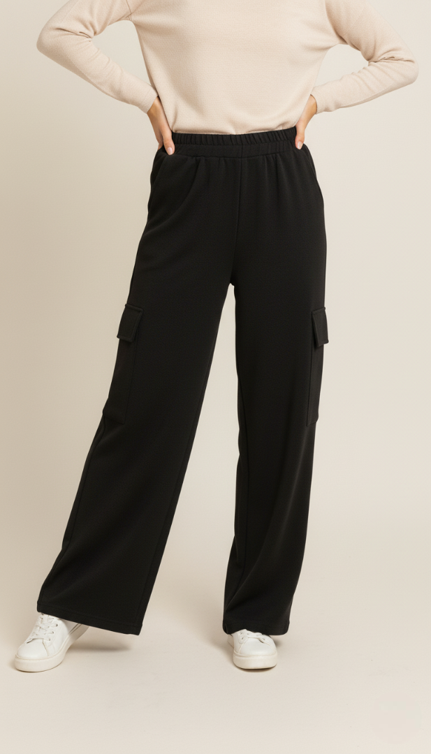Black Cargo Straight Trouser