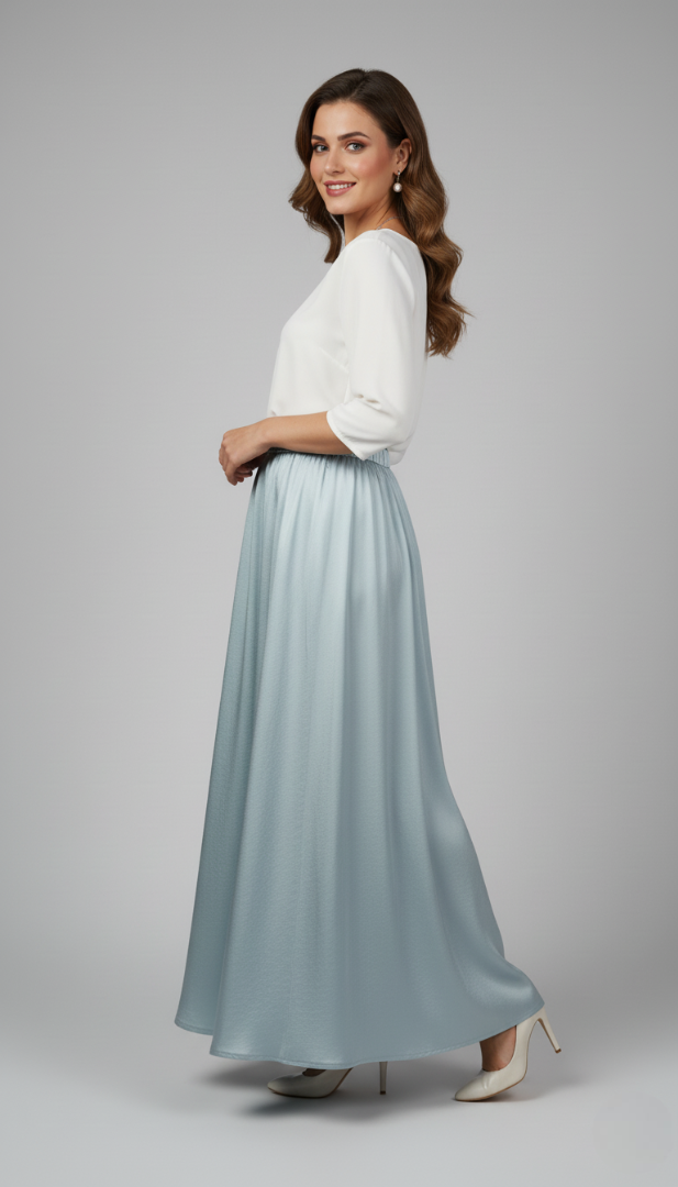 Sky Blue Satin Skirt