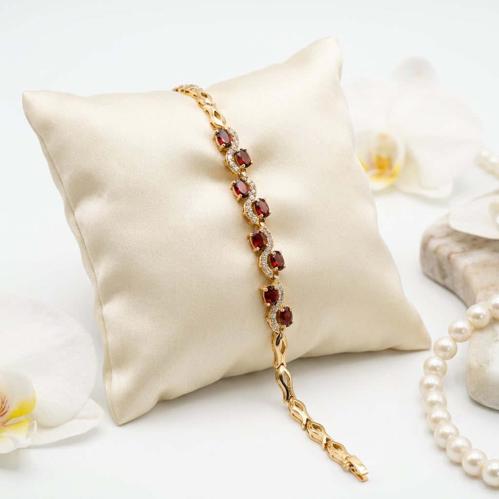 Garnet Wave Bracelet