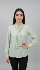 Mint Green Scarf Neck