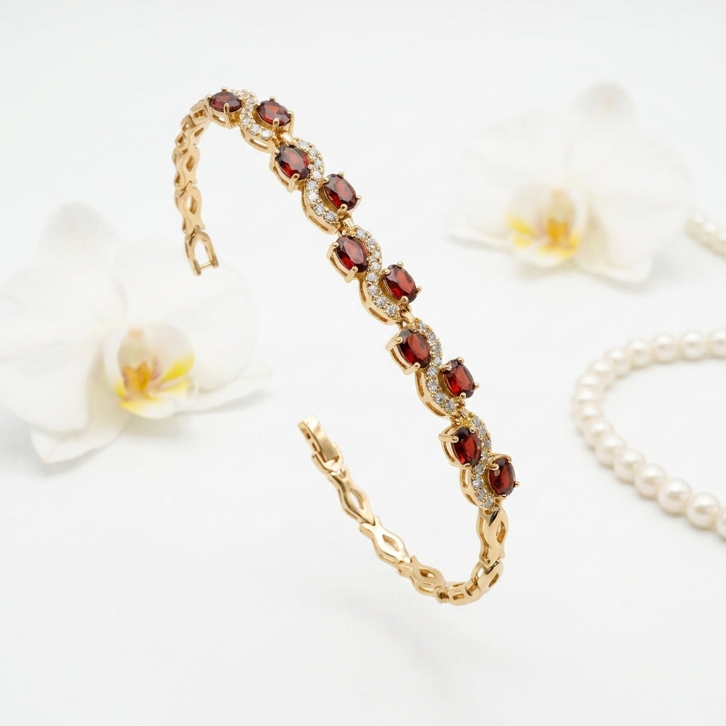 Garnet Wave Bracelet