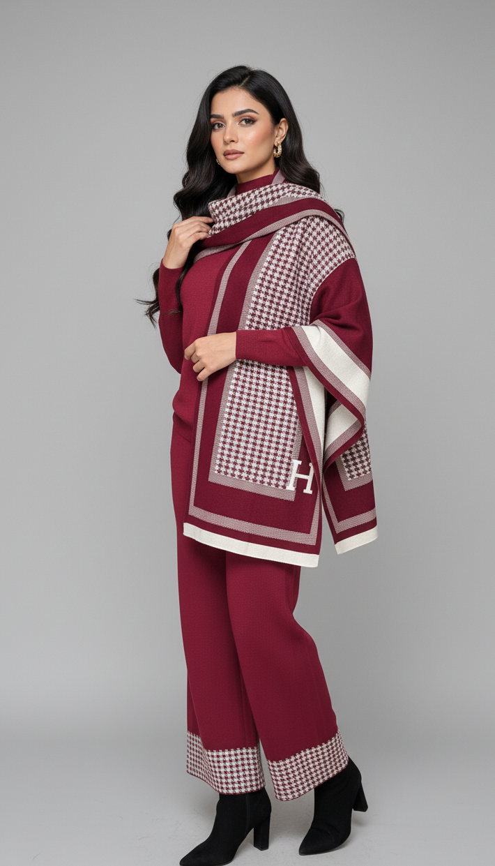 3 Piece Scarf & Knit Set