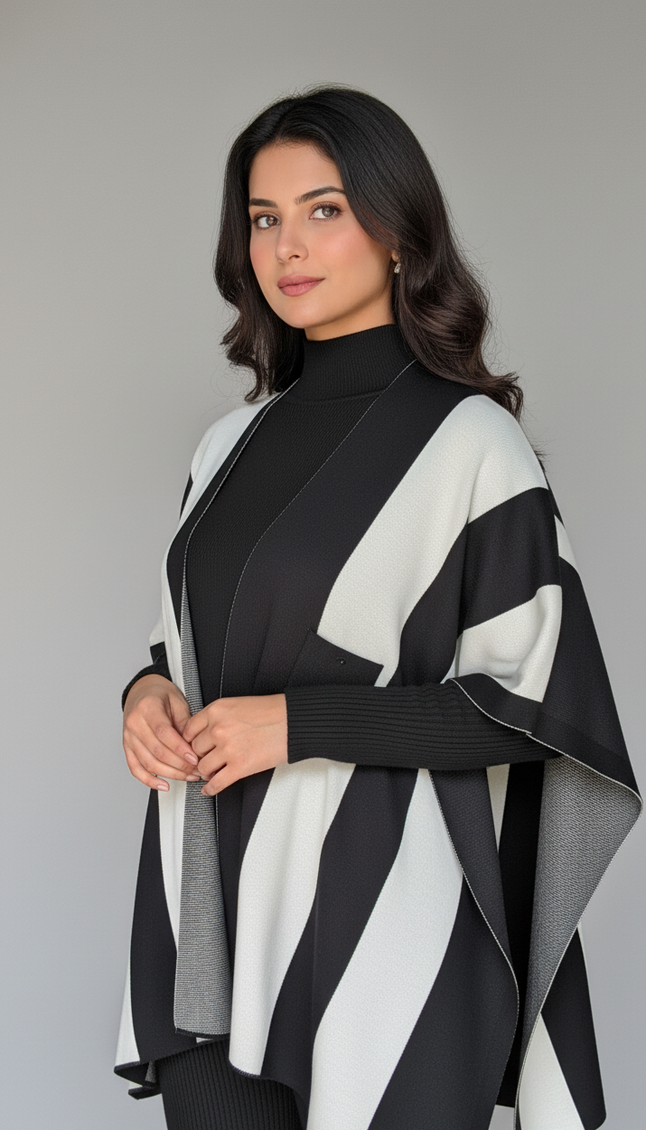 Monochrome Cape & Knit Set