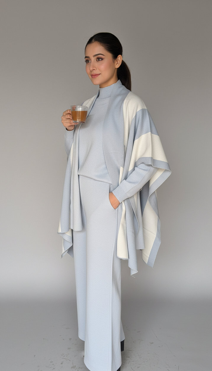 Monochrome Cape & Knit Set