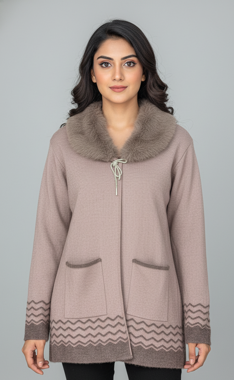Fur Collar Cardigan