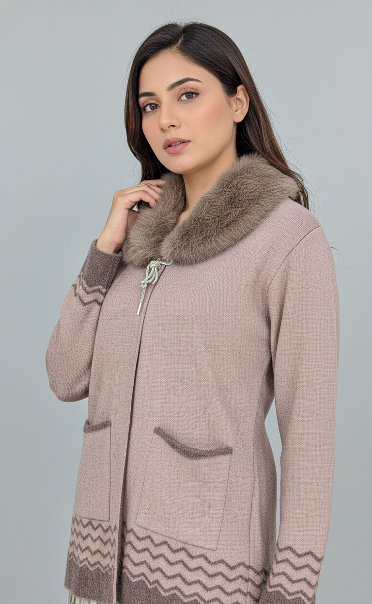Fur Collar Cardigan