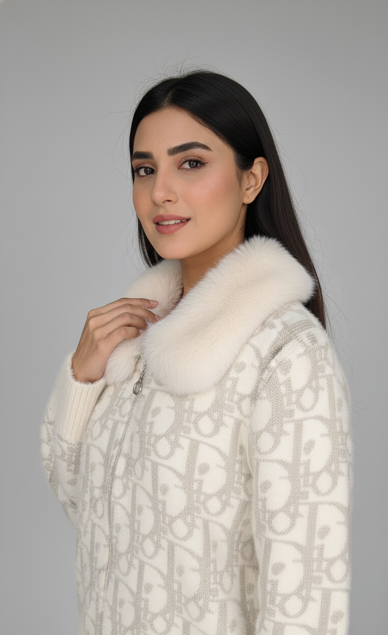 Fur Zip Cardigan