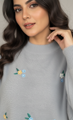 Embroidered Gray/Blue Sweater