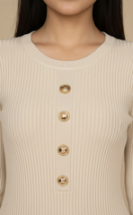 Ribbed Button Dress