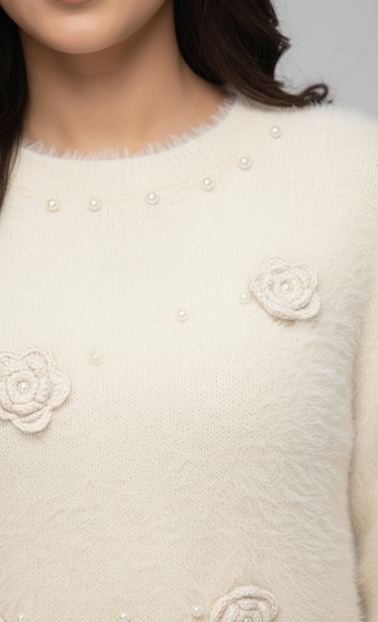 Cream/Pink Floral Sweater