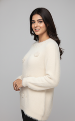 Cream/Pink Floral Sweater