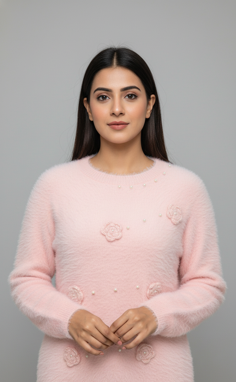 Cream/Pink Floral Sweater