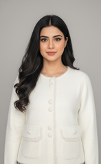 Beige & Black Bouclé Cardigan