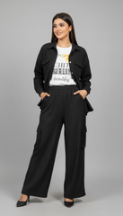 3-Piece Black Striped Set with Inner