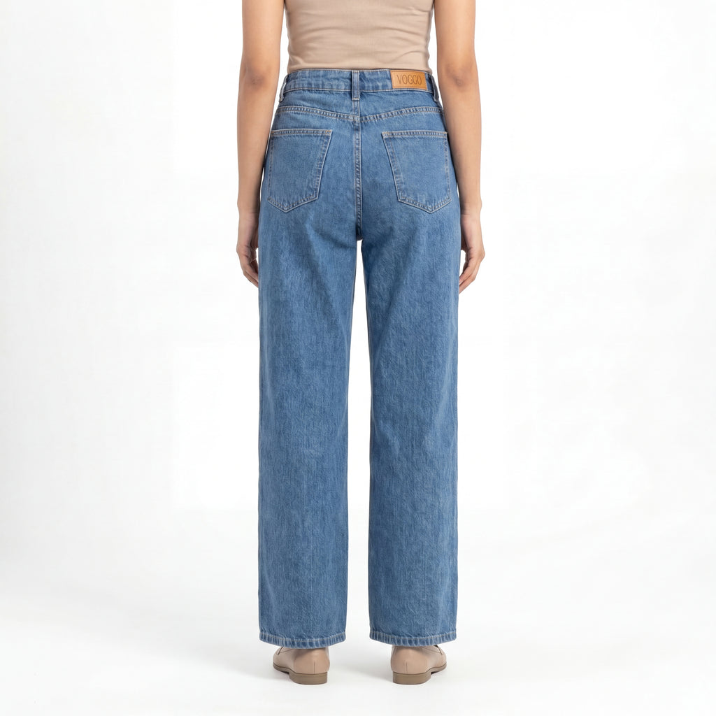 Mid Blue Wide Leg Jeans