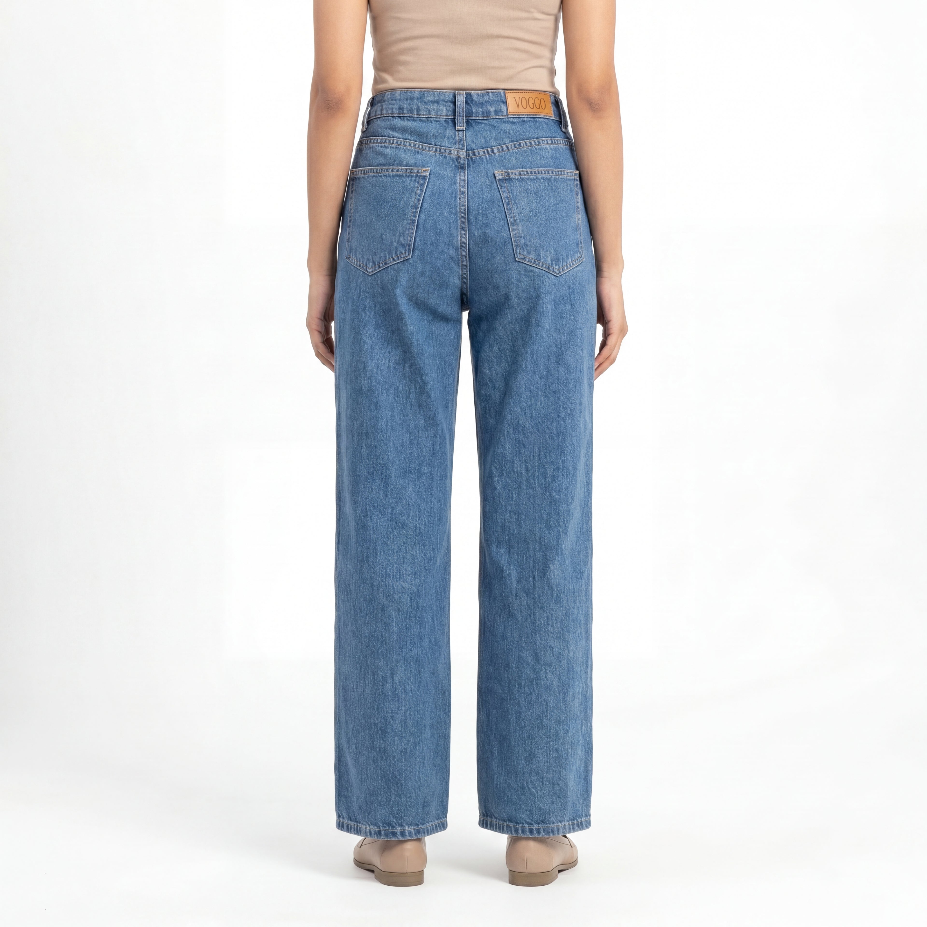 Mid Blue Wide Leg Jeans