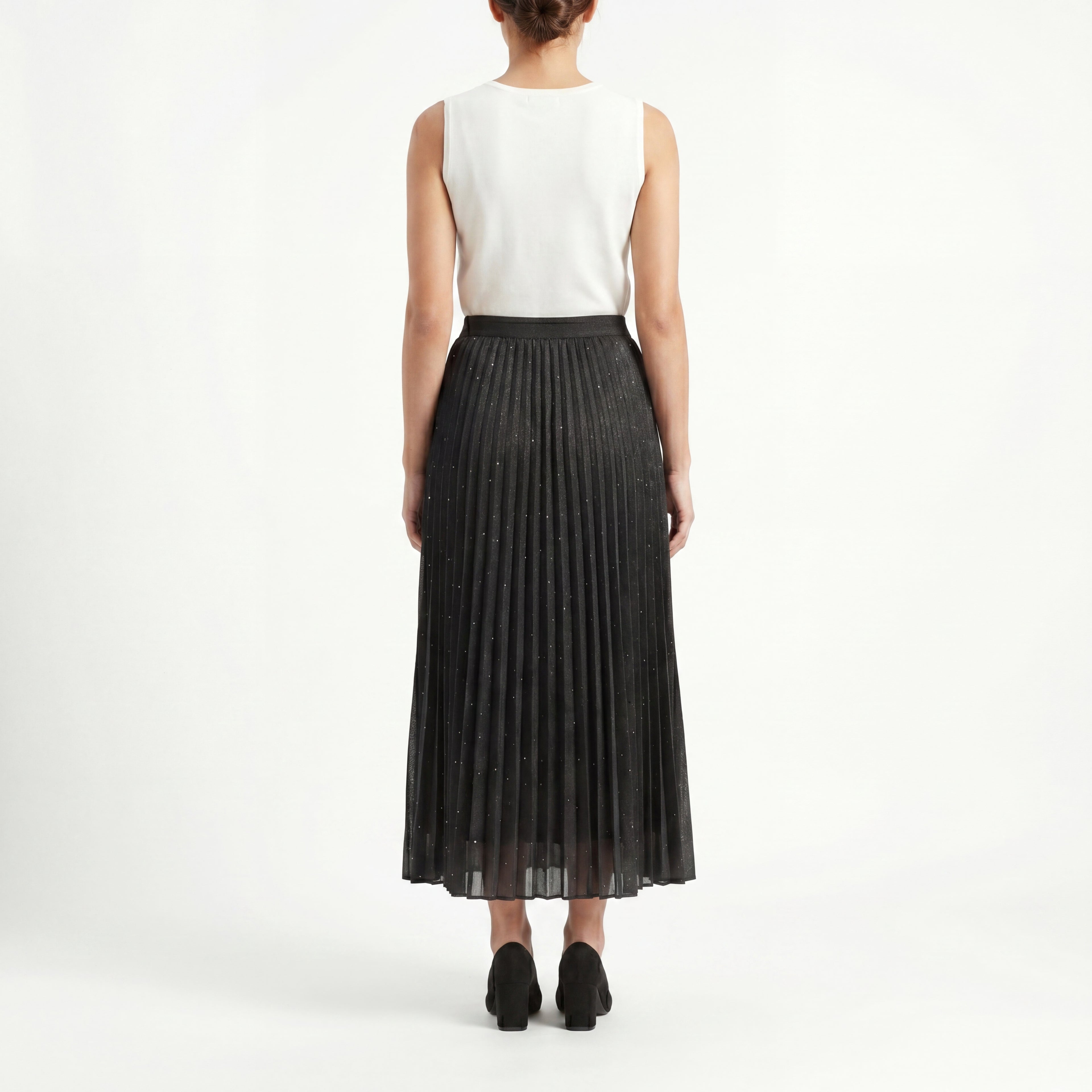 Noir Shimmer Pleat Skirt