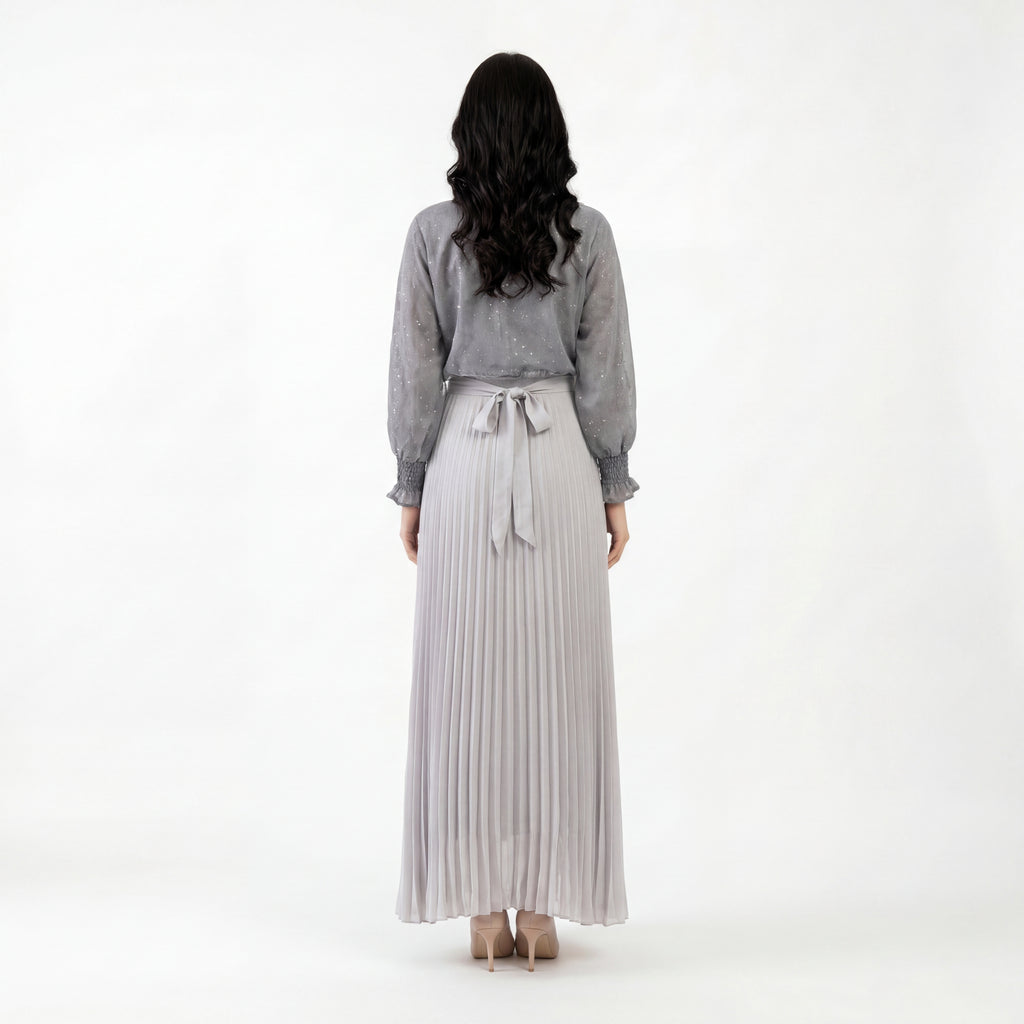 Silver Pleat Shimmer Maxi