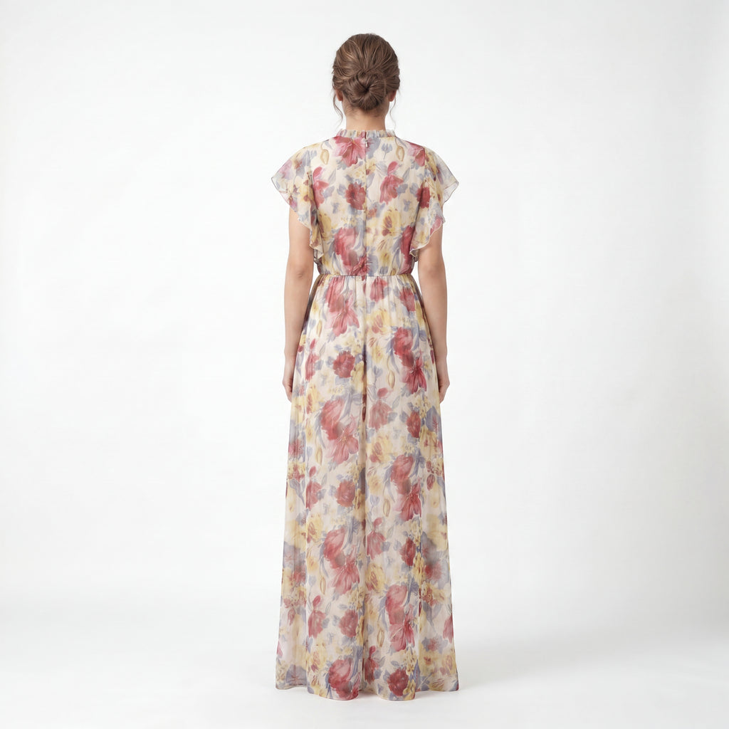Bloom Ruffle Chiffon Maxi