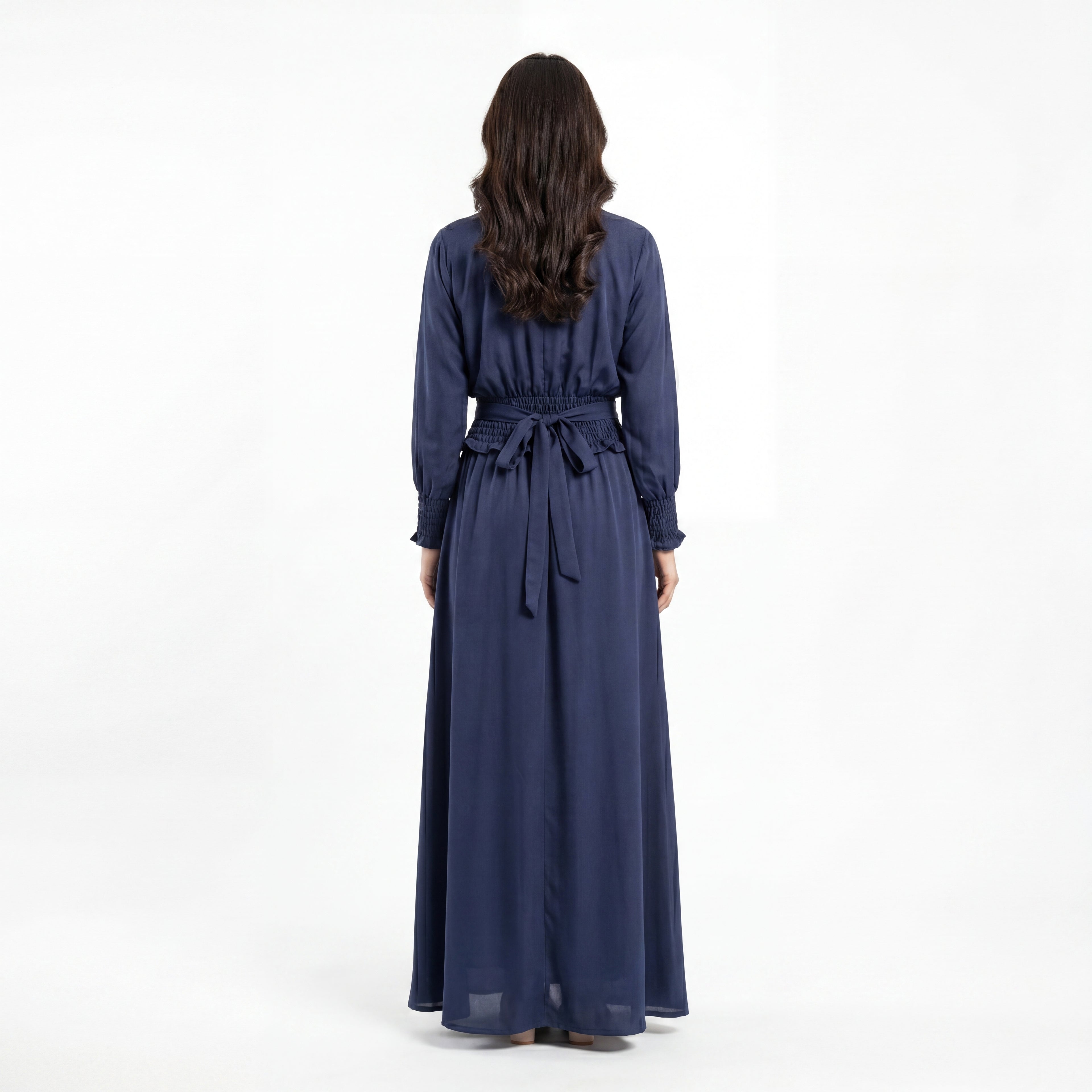 Navy Smocked Waist Maxi