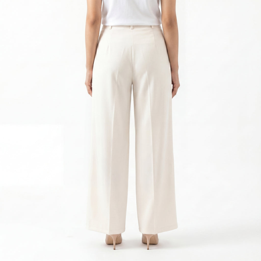 Cream Patch Pocket Formal Pants