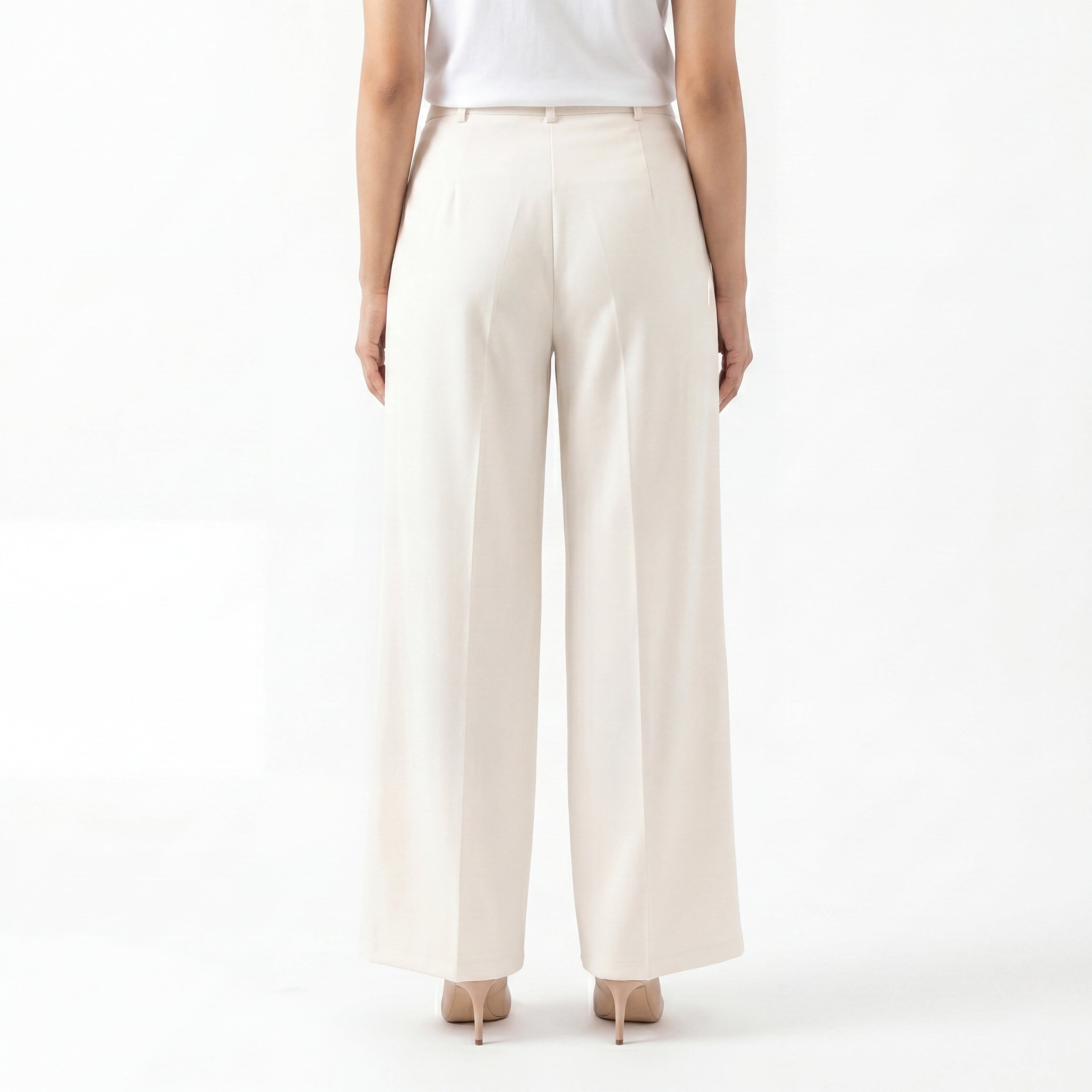 Cream Patch Pocket Formal Pants