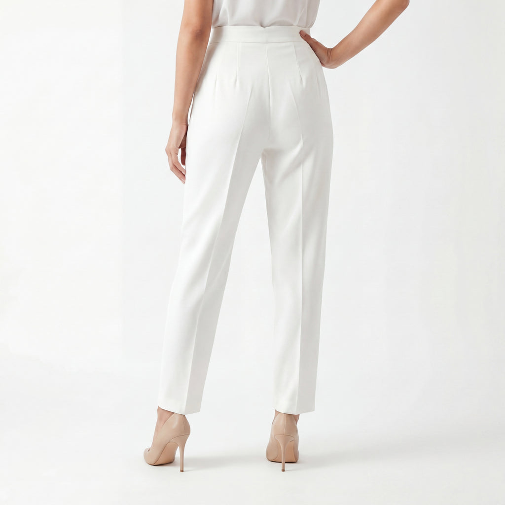 White Tapered Formal Pants