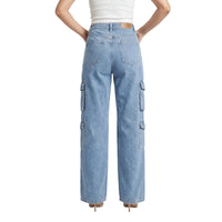 Blue Cargo Wide Leg Jeans