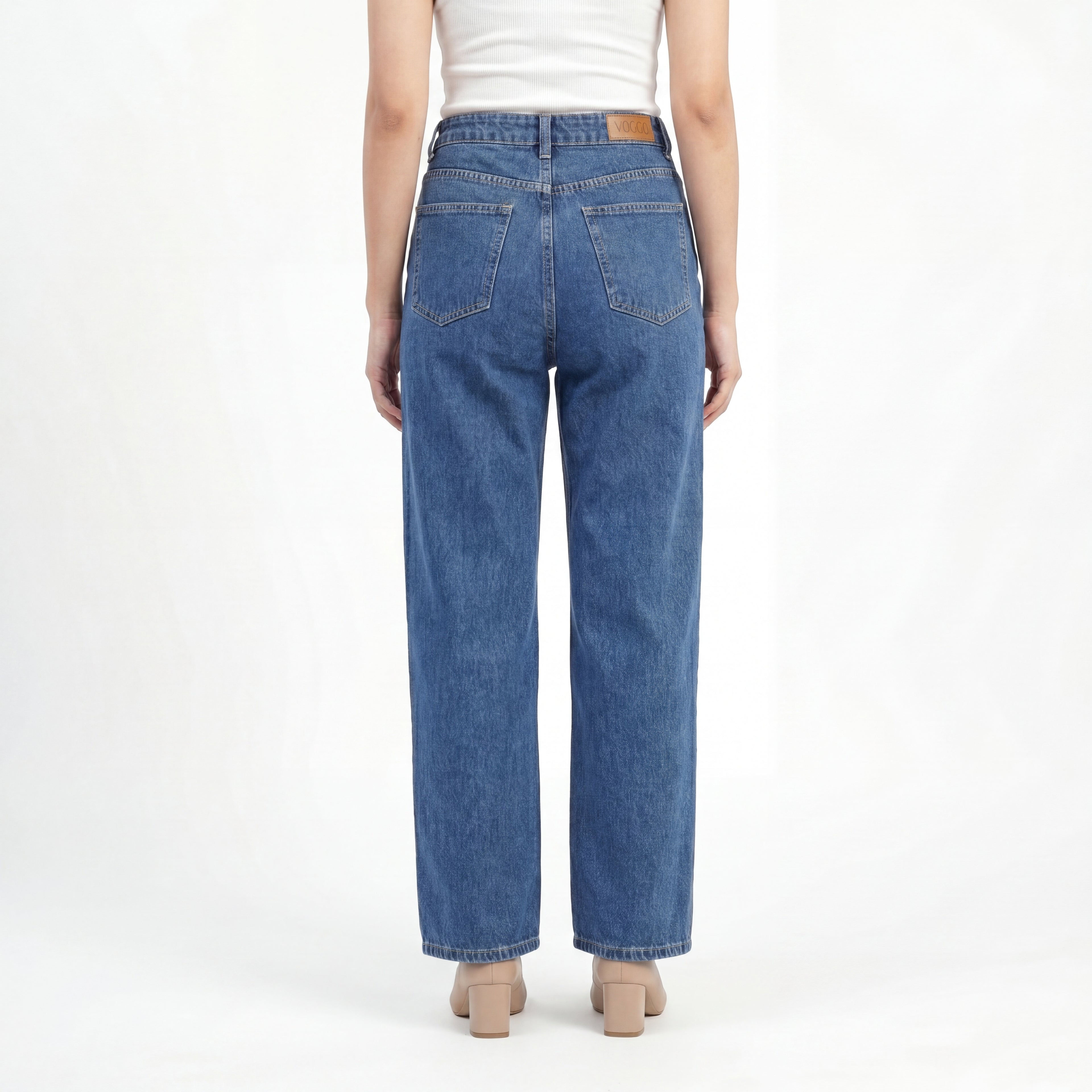 Cross Waist Wide Leg Jeans