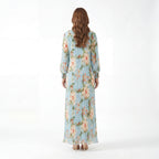 Sky Floral Pleat Maxi