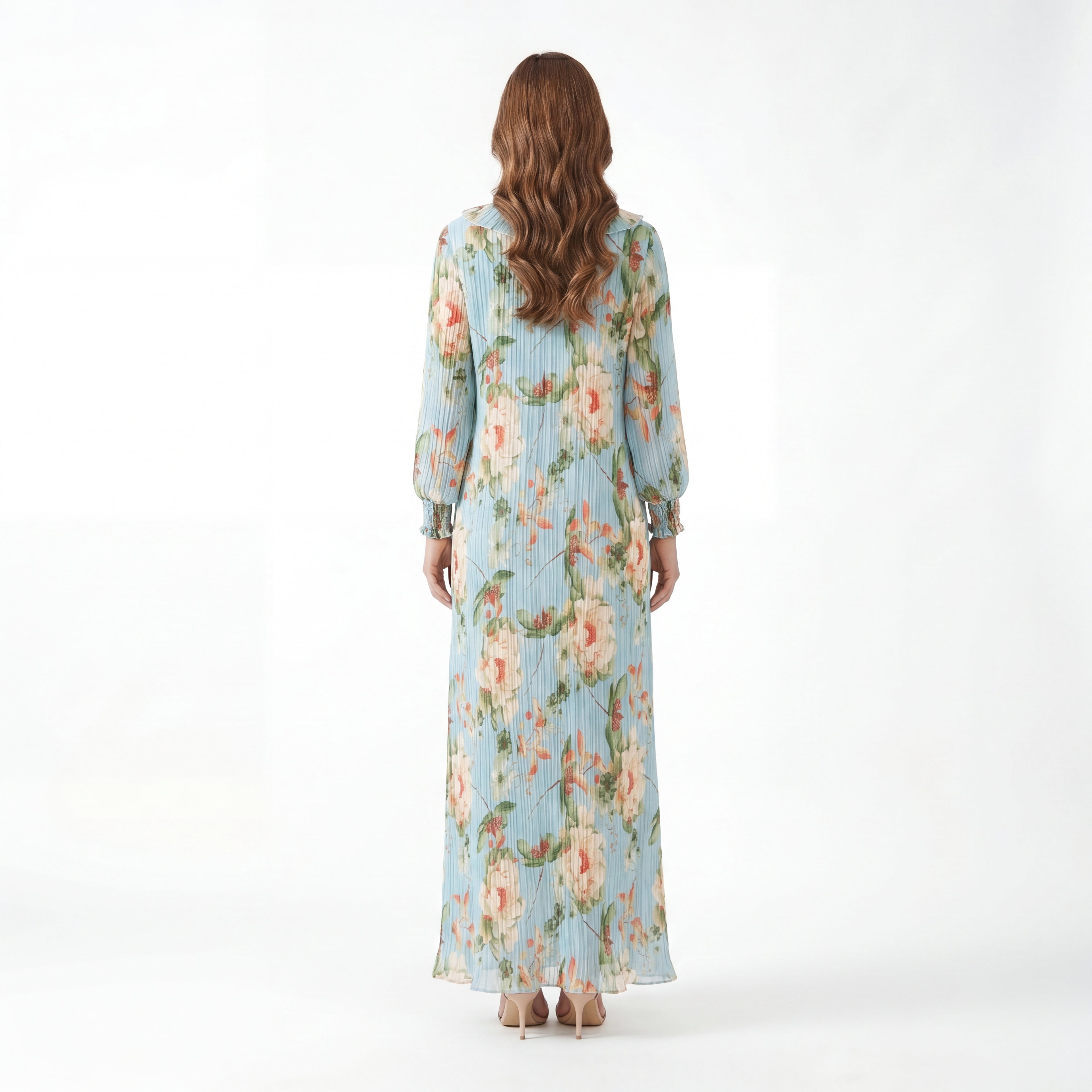 Sky Floral Pleat Maxi
