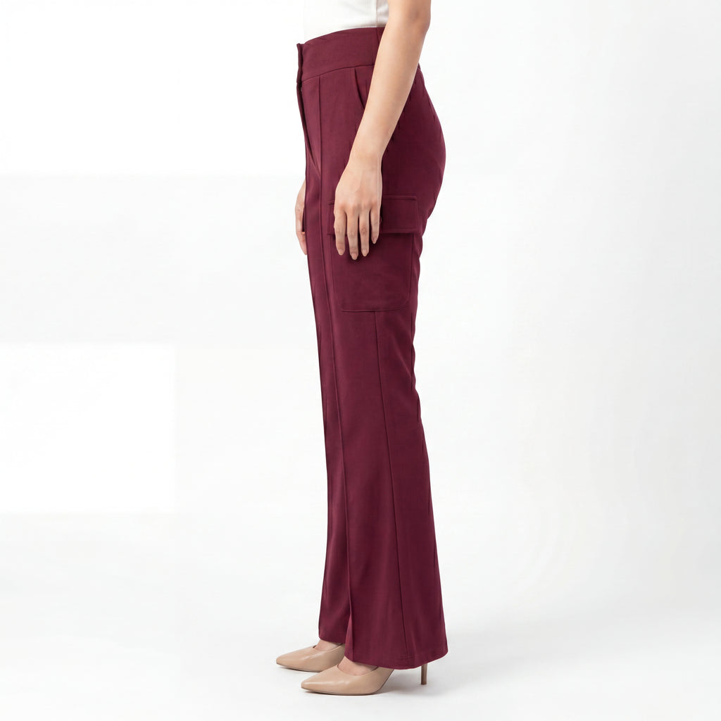 Merlot Cargo Flare Trouser