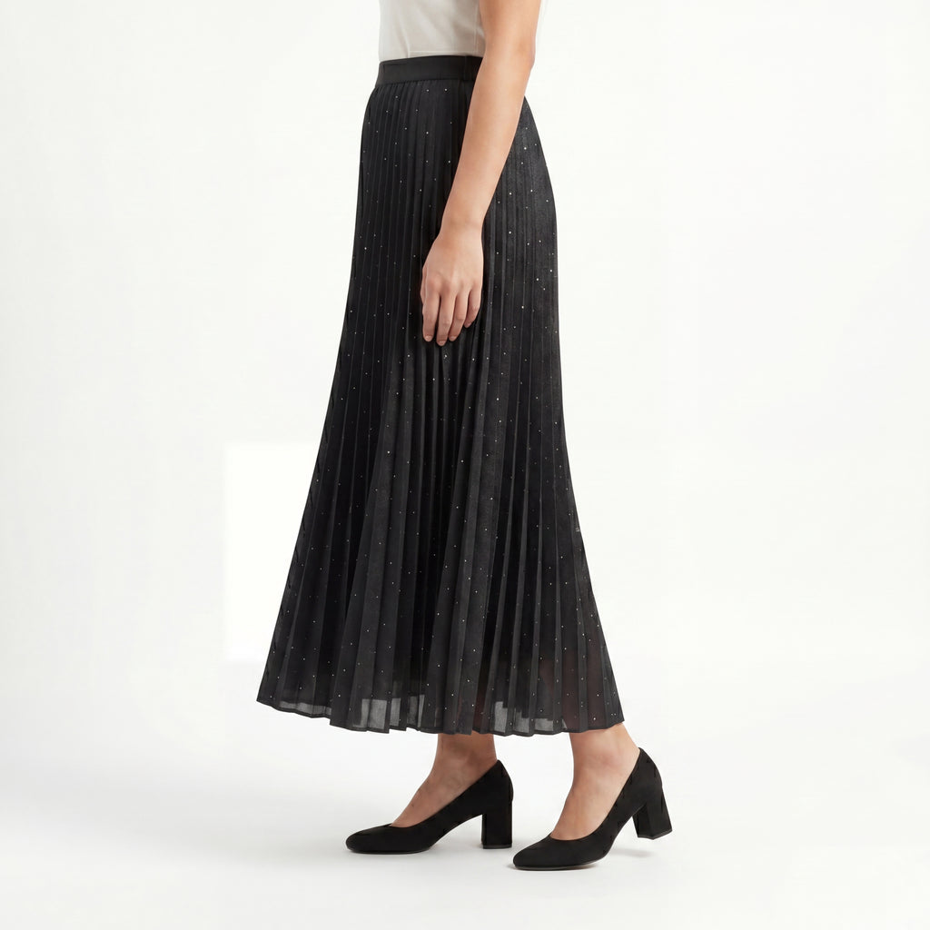Noir Shimmer Pleat Skirt