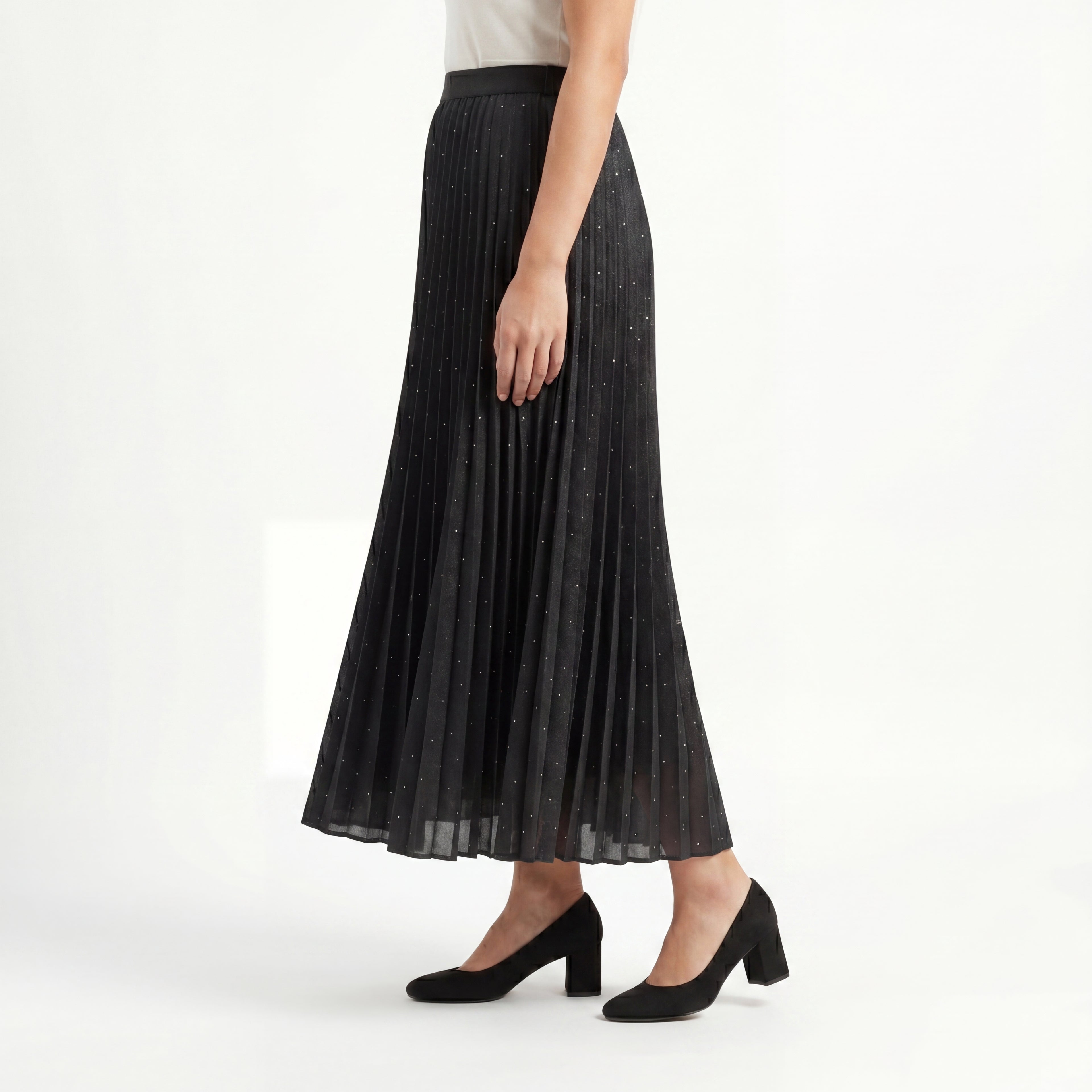 Noir Shimmer Pleat Skirt