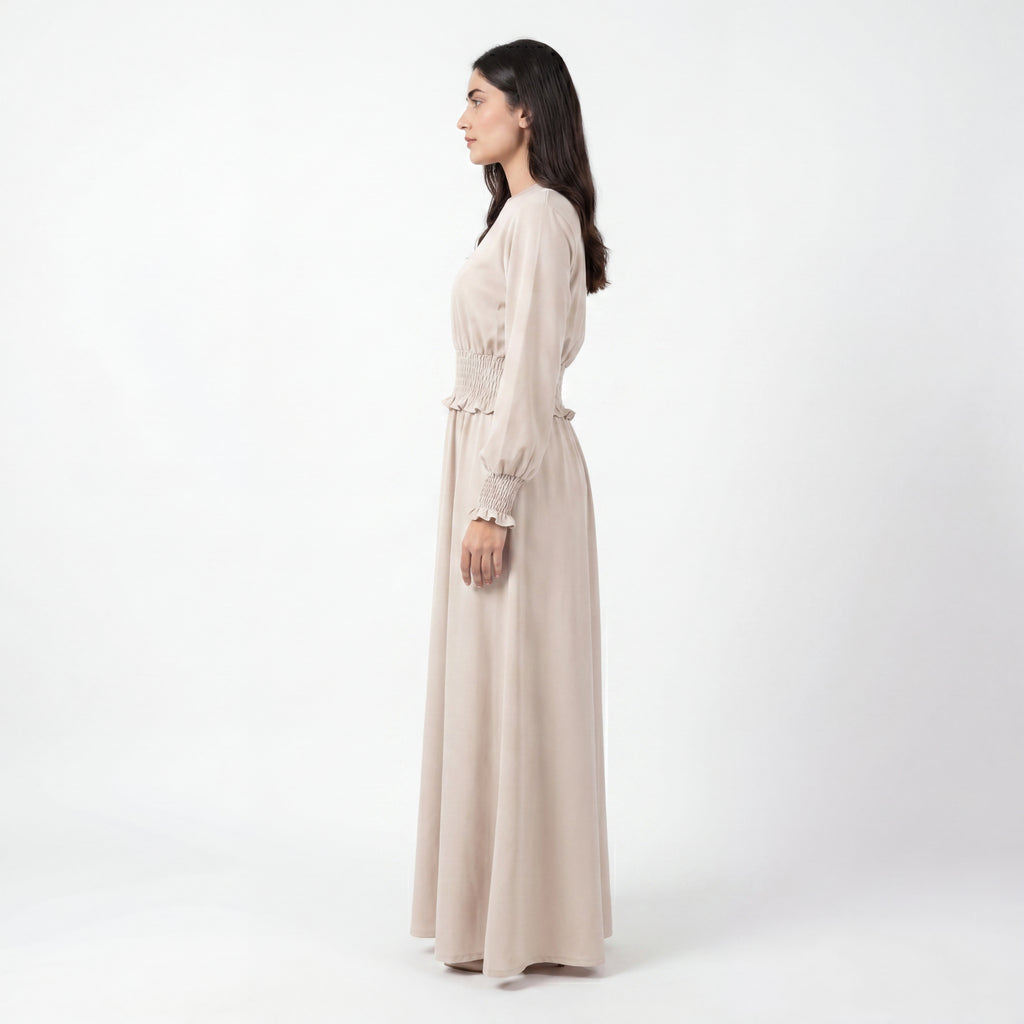 Latte Smocked Waist Maxi