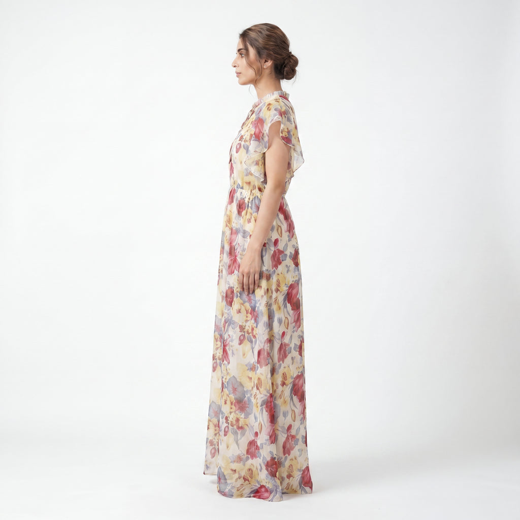 Bloom Ruffle Chiffon Maxi