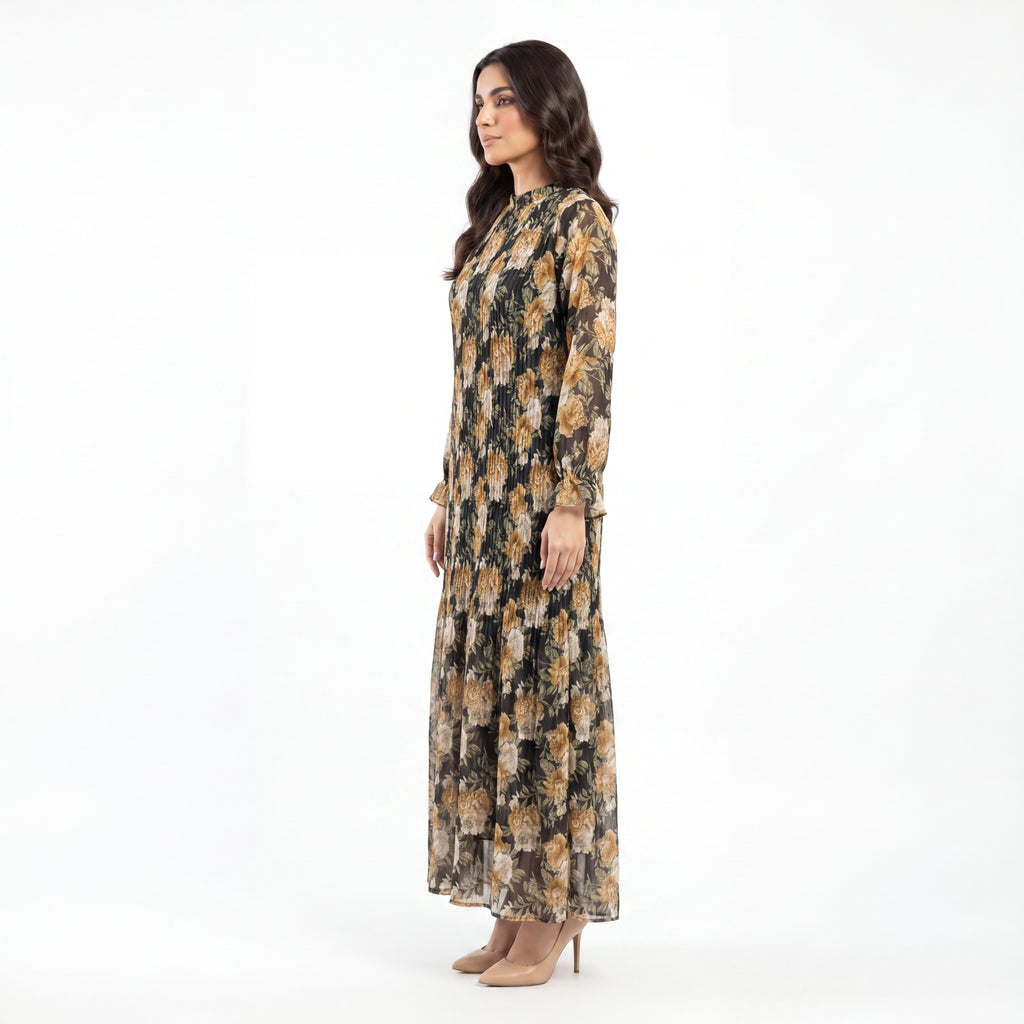 Midnight Floral Pleat Maxi