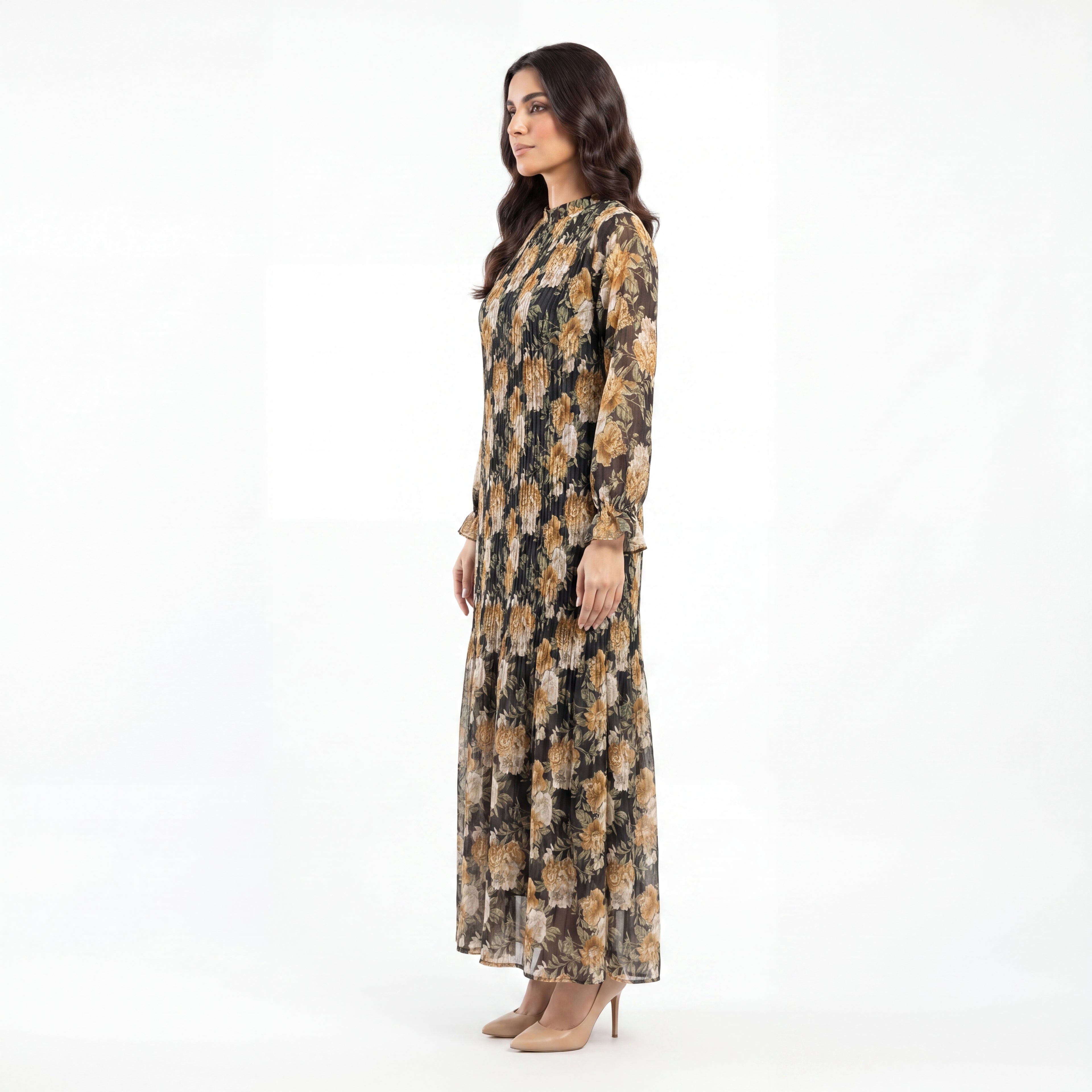 Midnight Floral Pleat Maxi