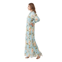 Sky Floral Pleat Maxi