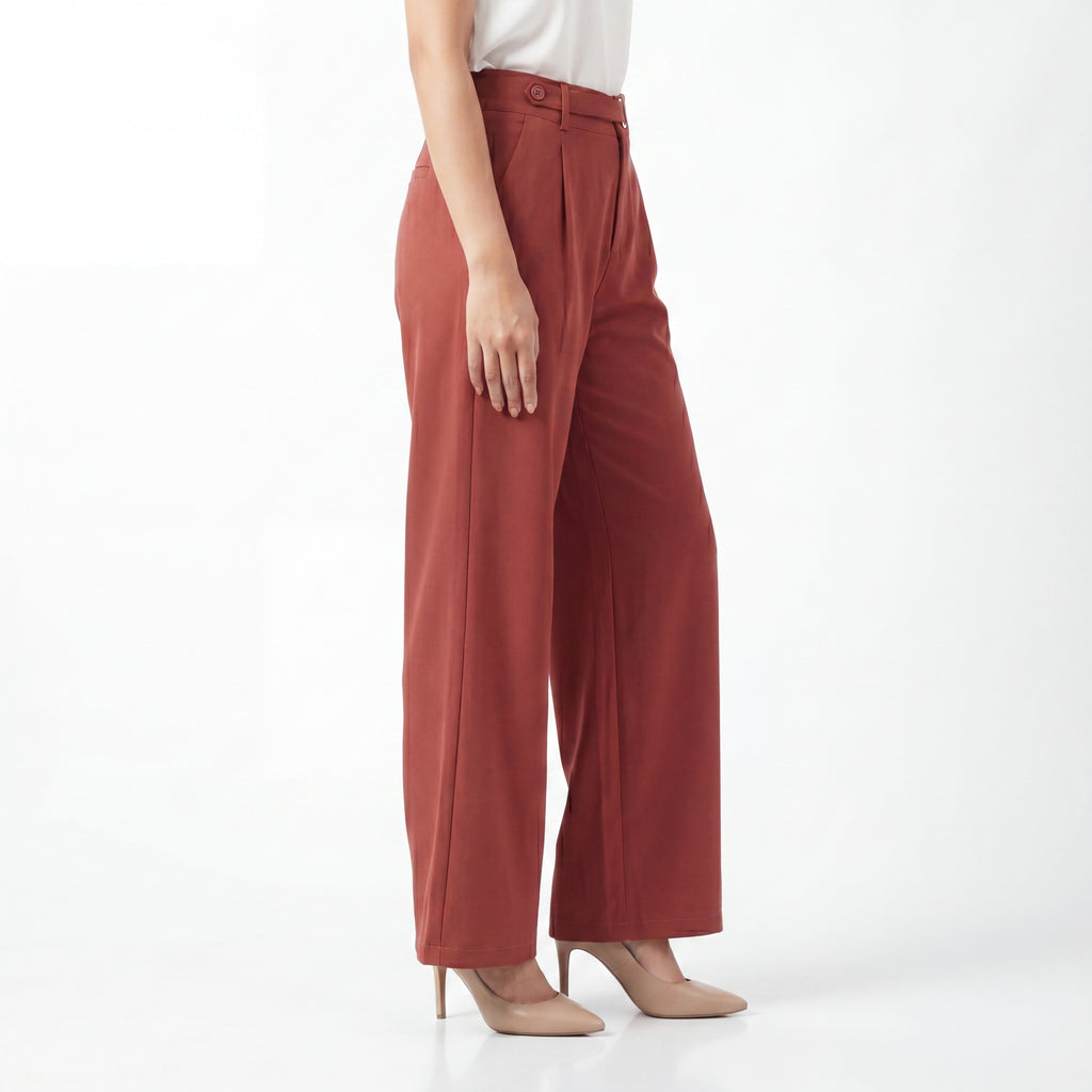 Rust Wide Leg Formal Pants